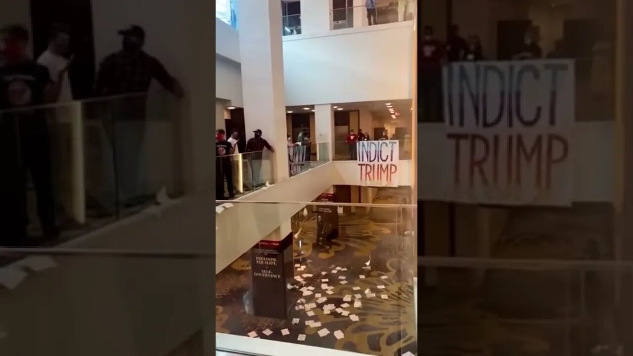 People protesting at Trump Hotel