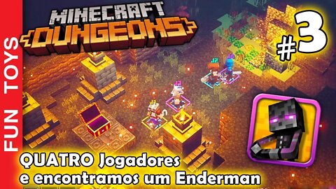 MINECRAFT DUNGEONS #3 - Com Quatro Jogadores encontramos um ENDERMAN e lutamos com um BOSS difícil ⛏