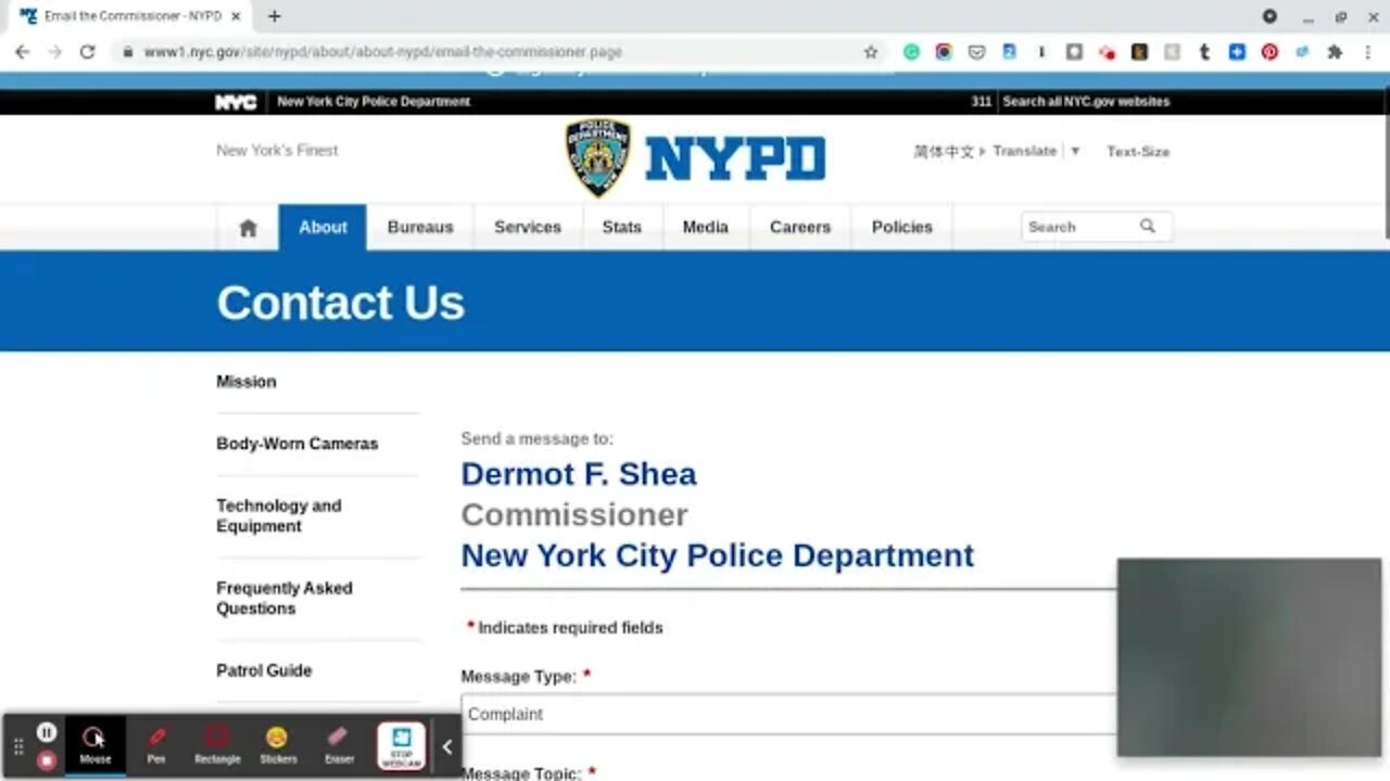 Email to the NYPD about the NYPD and their civilian team harassing me every day. May 17, 2021.