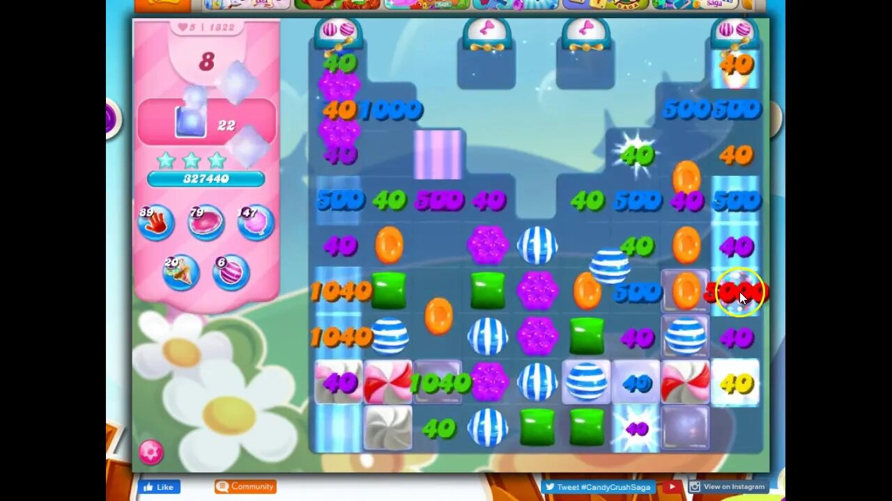 Candy Crush Level 1822 Talkthrough, 23 Moves 0 Boosters