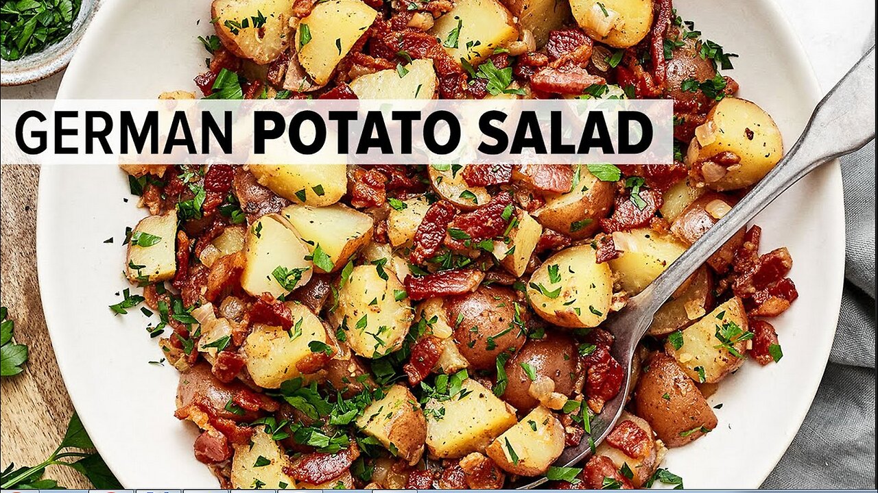 GERMAN POTATO SALAD with a warm bacon vinegar Dijon dressing!