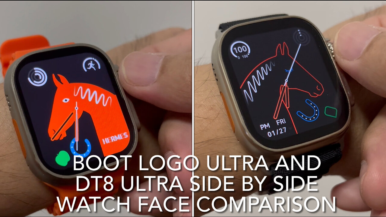 Boot Logo Ultra and DT8 Ultra side by side Watch Face Comparison