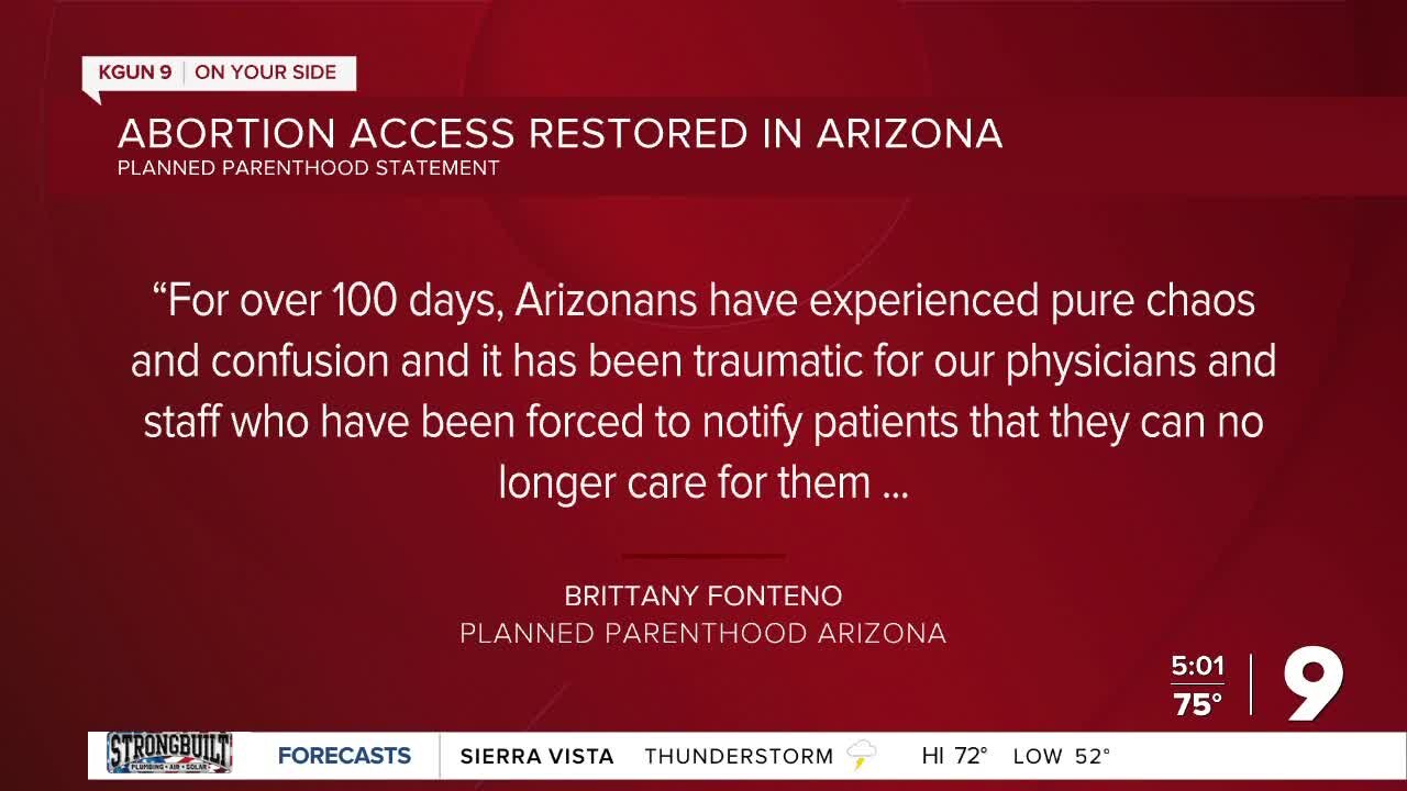 Abortion access restored in Arizona