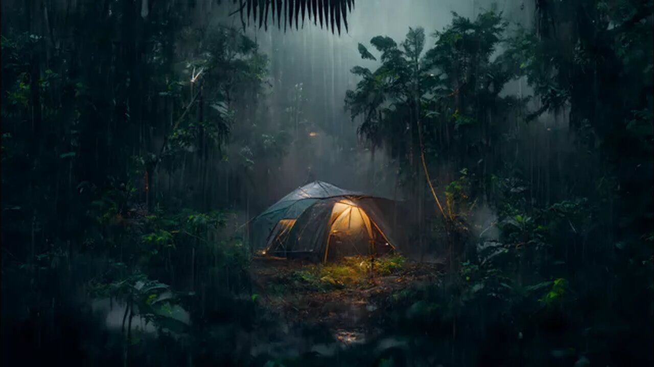 Camping Alone in the Clouds in Heavy Rain ☔ Thunder and light....