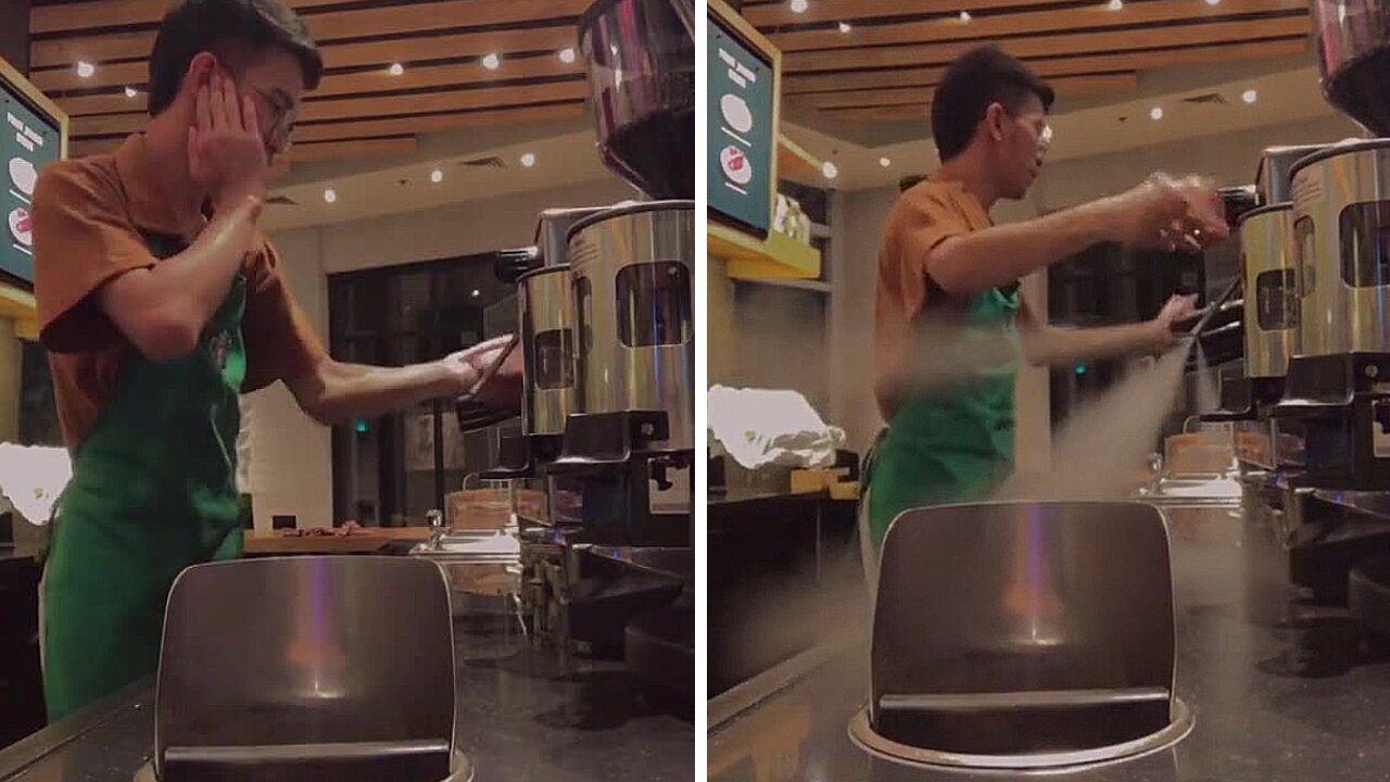 Barista Shows Off Perfect Dj Skills