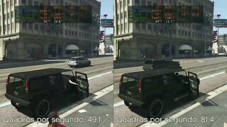 R9 370 (1024sp) Vs. RX 6400 (PCIe 3.0), Benchmark do GTA V em Full HD 1080p DirectX 10 Ultra.