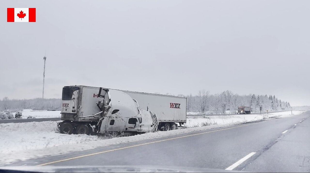 Winter ROAD TRIP in Snow Storm from Quebec to Ontario Canada - December 2023