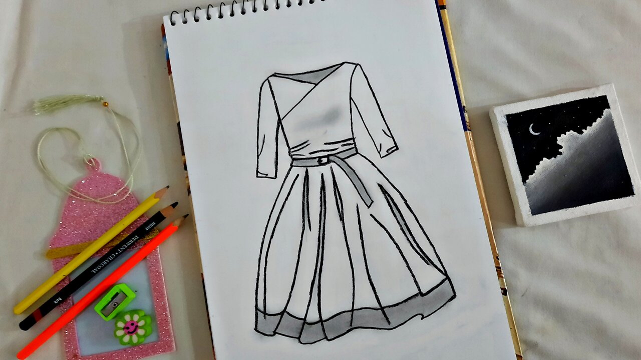 How to draw barbie dress | Dress drawing easy | Dress design sketch