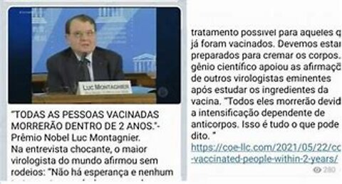 CONFIRMADO PESSOAS VACINADAS MORRERÃO, EM 5 ANOS O MAXIMO