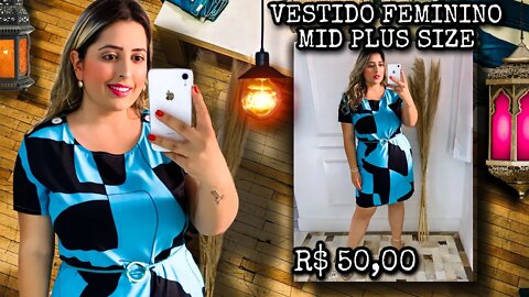 🛑 VESTIDO FEMININO MID DIZE ALFAITARIA ESTAMPADO PLUS SIZE