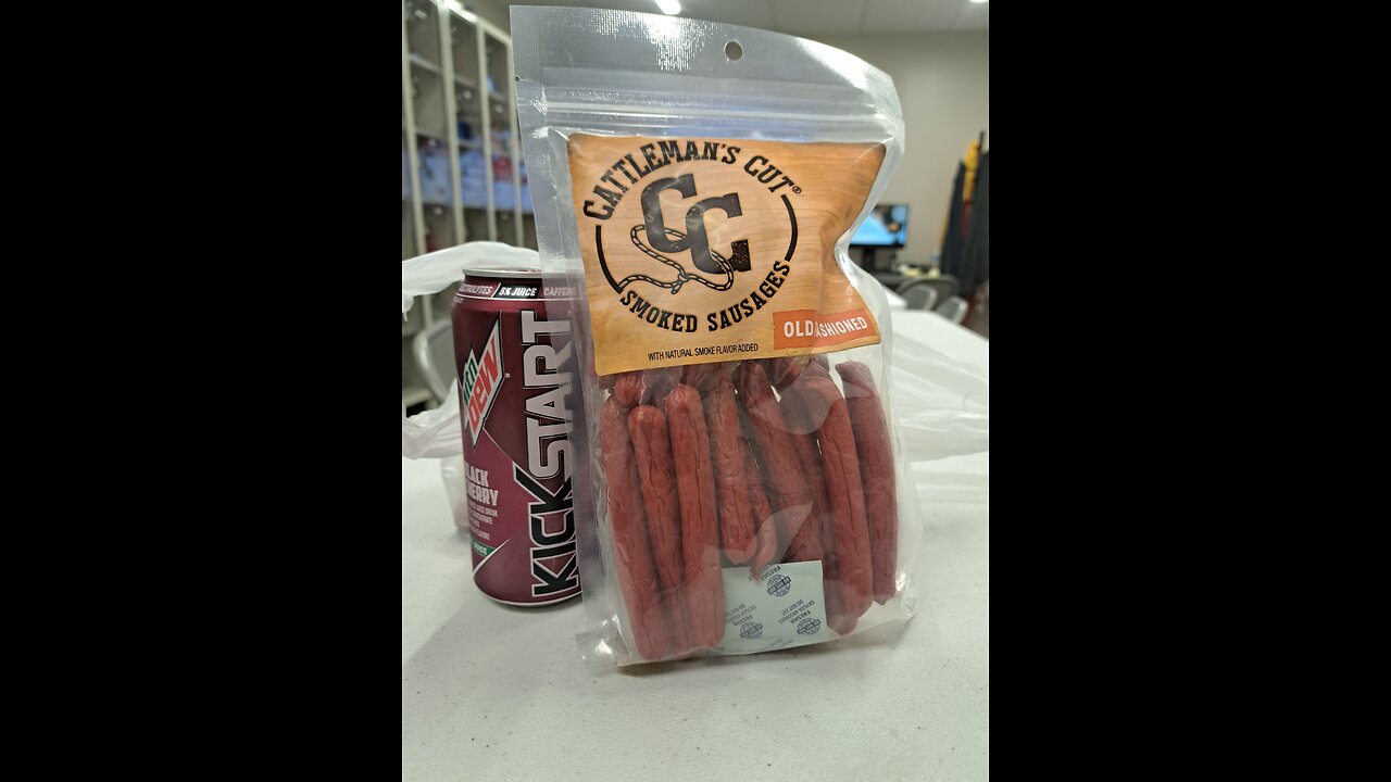 Cattleman's Cut Smoked Sausages and Mtn Dew Kickstart Black Cherry