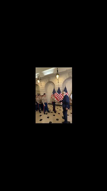 President Trump greets U.S. Marines that are stationed in France 🇺🇸