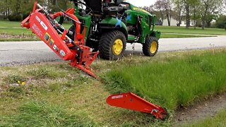 Mowing Overgrown Ditch Banks! Turbo Subcompact Tractor + Sickle Bar Mower!