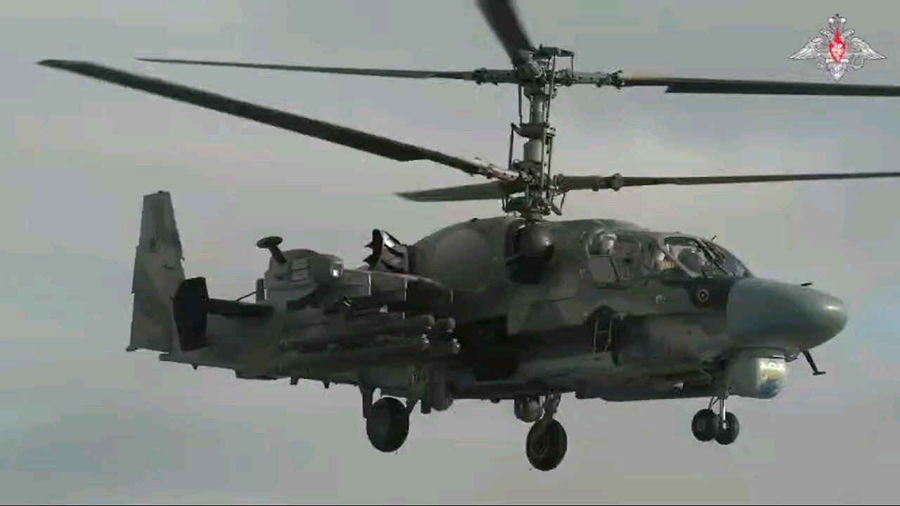 Kamov Ka-52 Alligator attack helicopter of the Russian Aerospace Forces in the war zone.