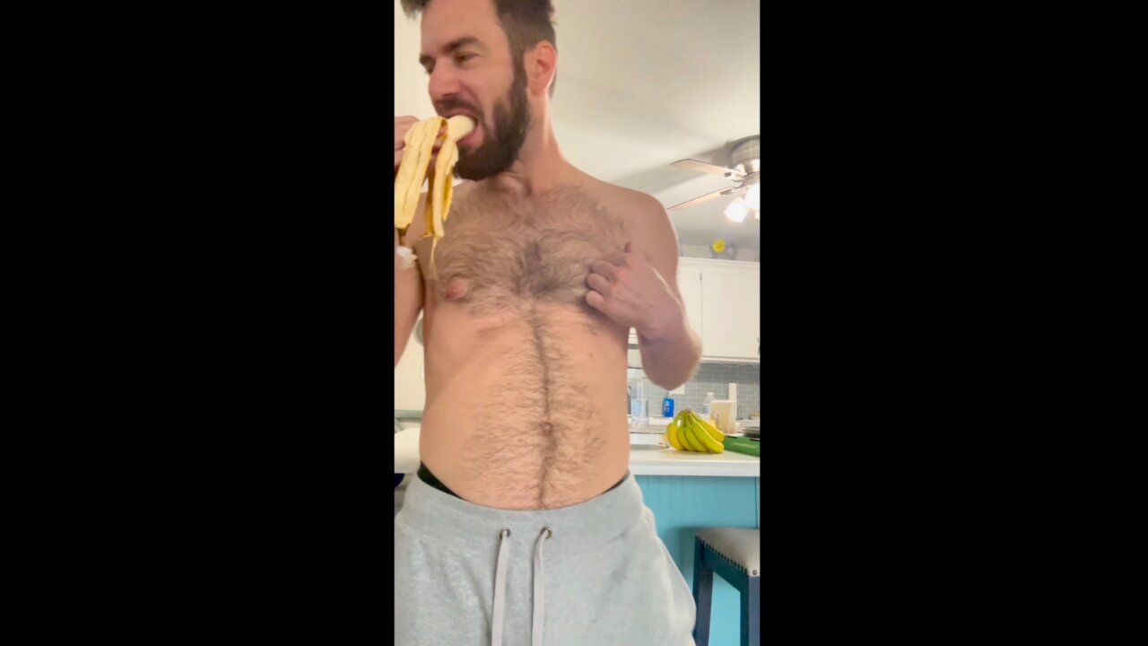 Hairy Guy Eats Banana for Breakfast