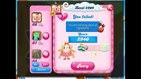 Candy Crush Level 2909 Talkthrough, 17 Moves 0 Boosters