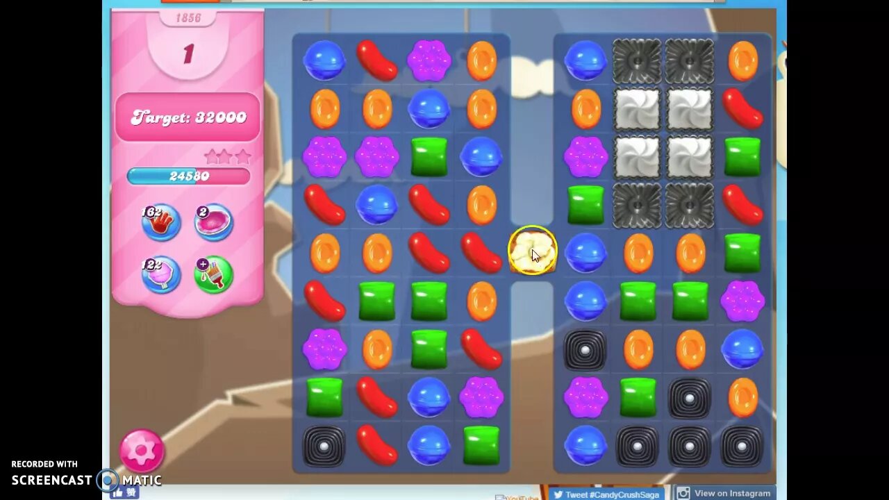 Candy Crush Level 1856 Audio Talkthrough, 3 Stars 0 Boosters