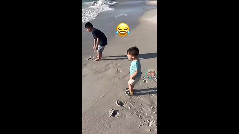 adorable babies get dizzy from waves