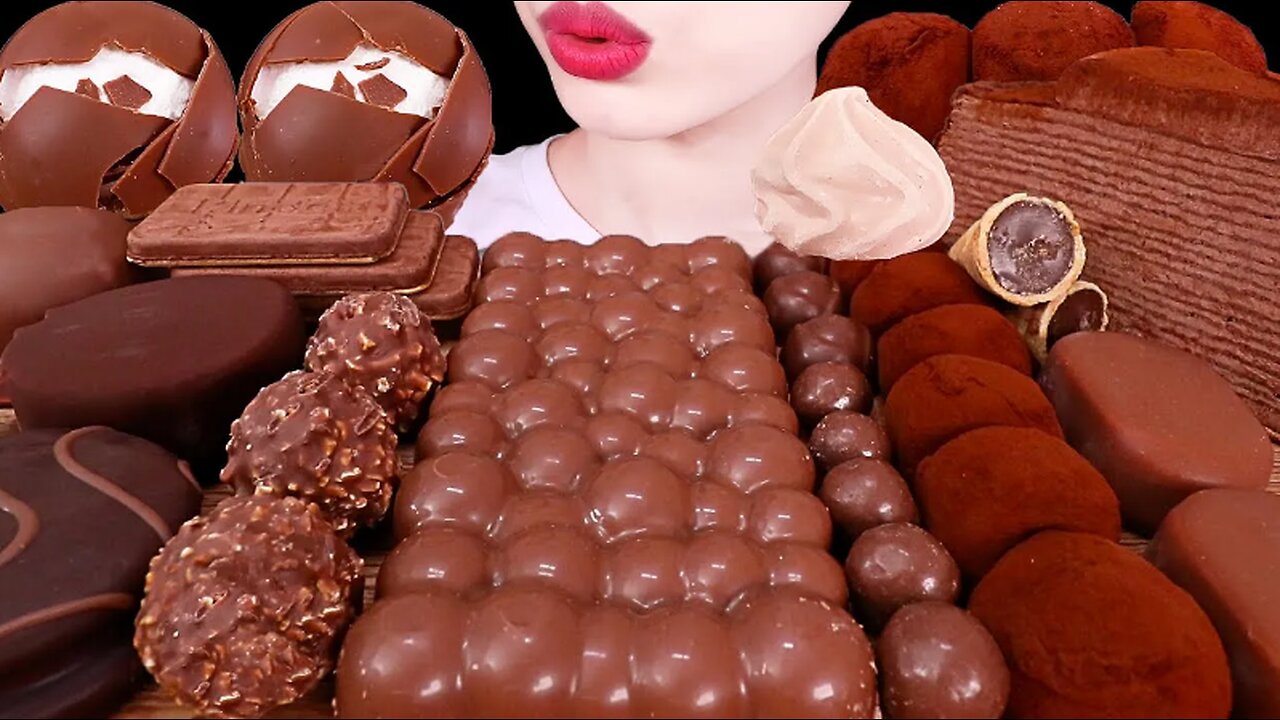 ASMR MUKBANG｜CHOCOLATE MARSHMALLOW KINDER RICE CAKE ICE CREAM SNACK 초코찰떡 마시멜로 디저트39 아이스크림 몰티져스 케이크먹방