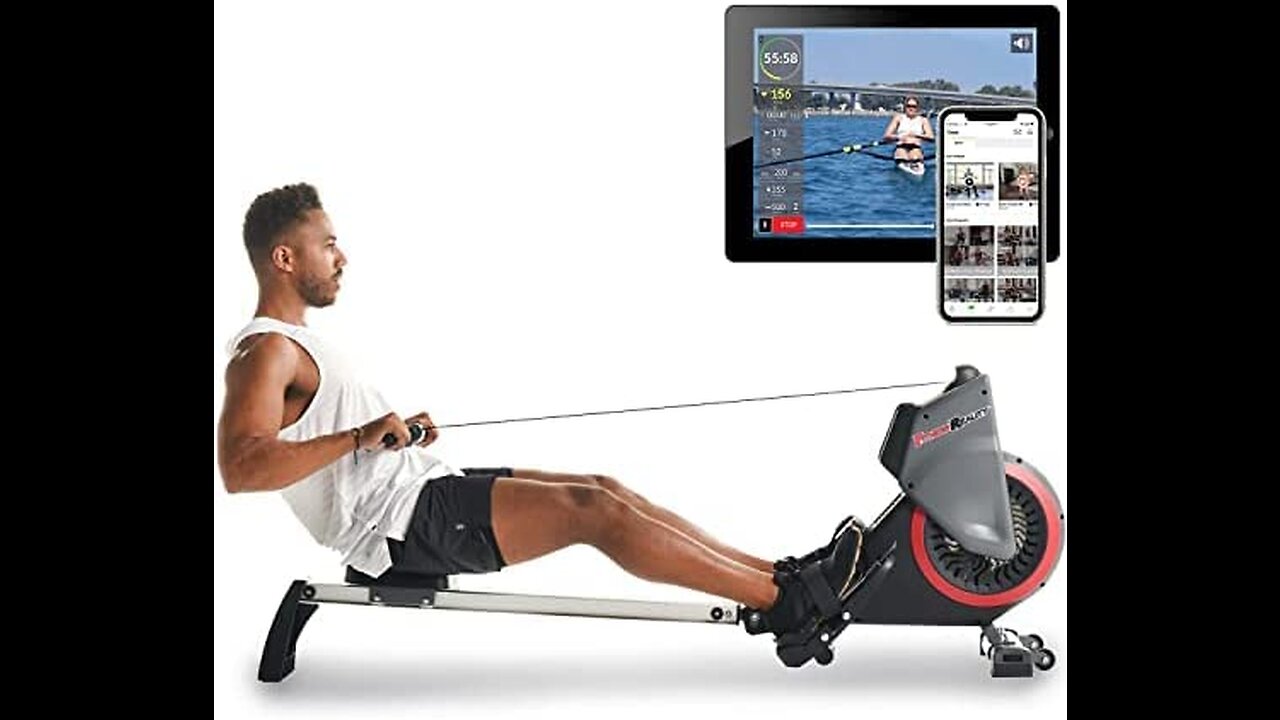 Fitness Reality Magnetic Rowing Machine with Bluetooth Workout Tracking Built-In, Additional Fu...