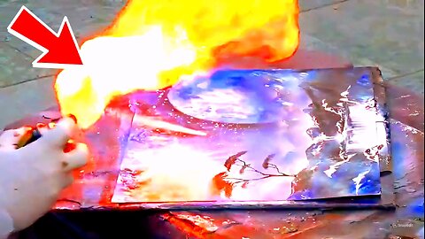 Amazing Street Artist - A cool Spray painting in 5 minutes - Art draws with fire