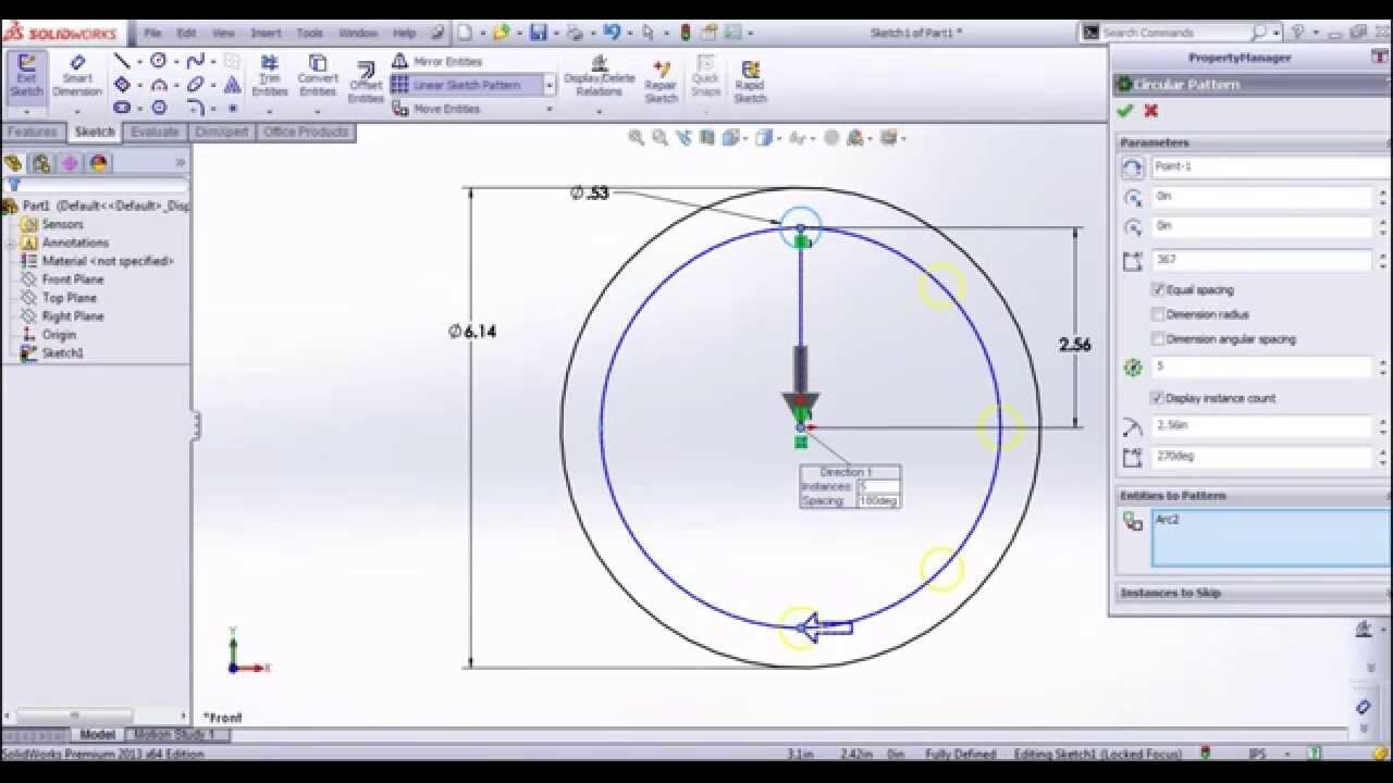 How to do Linear and Circular Sketch Patterns In Solidworks