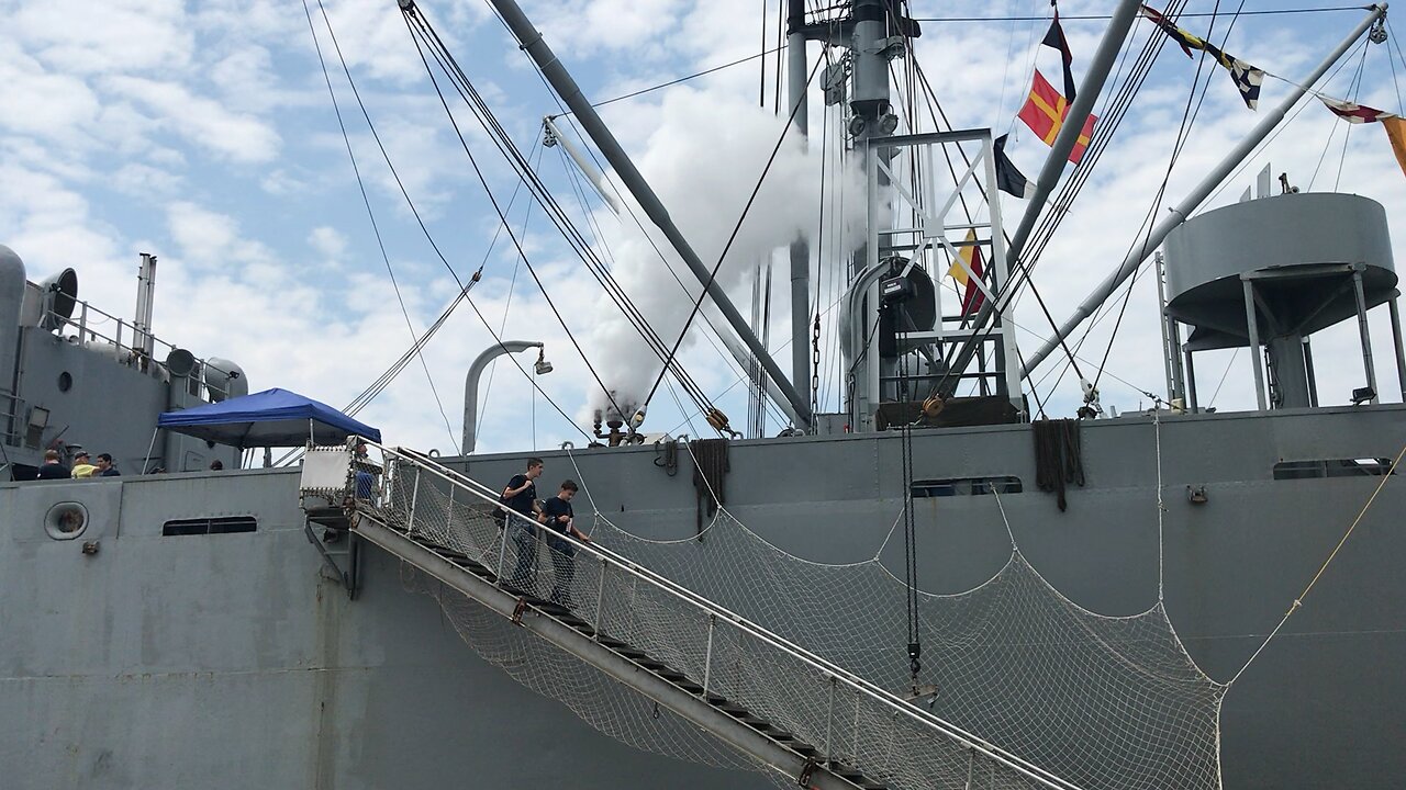 Liberty ship SS John Brown steam whistle demonstration