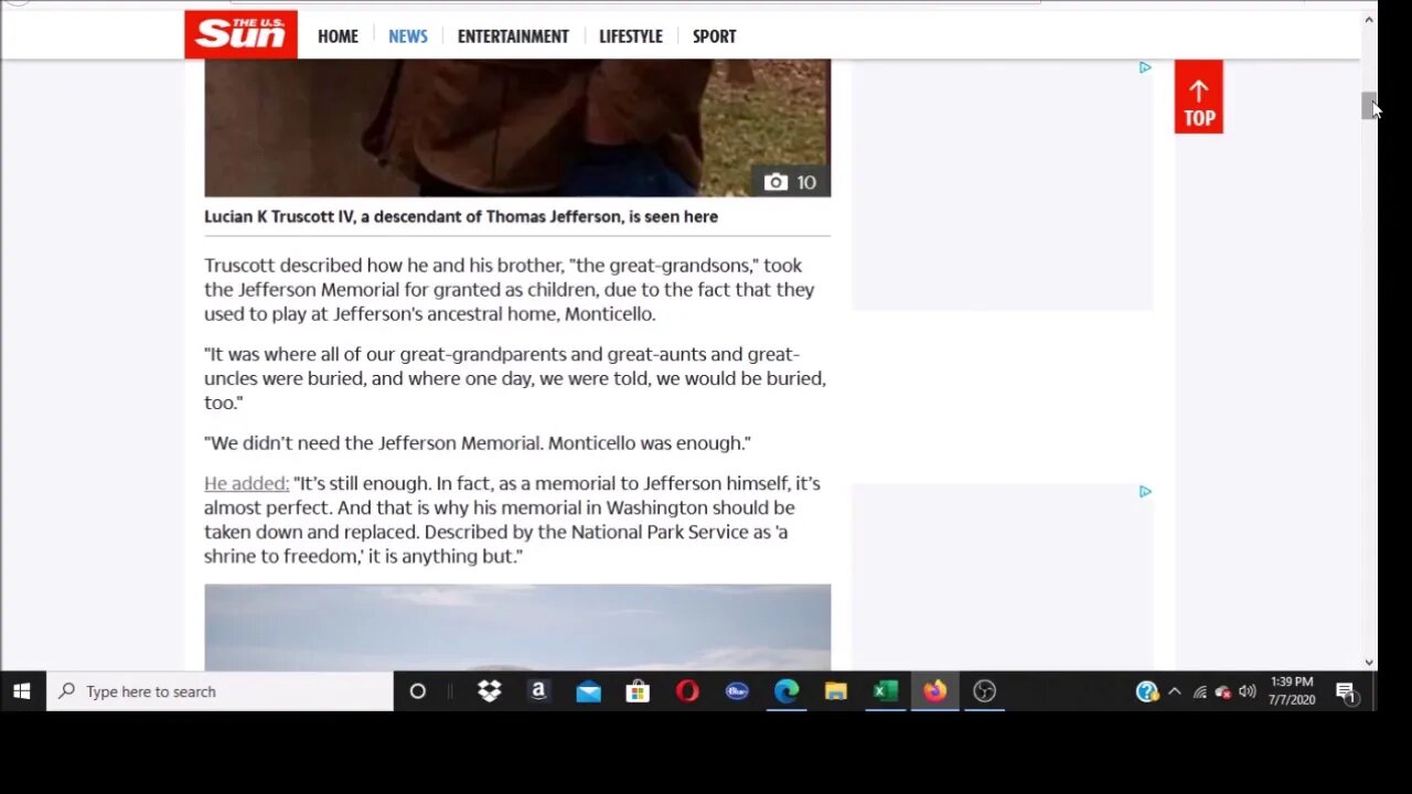 Thomas Jefferson's Descendant Says Take It Down