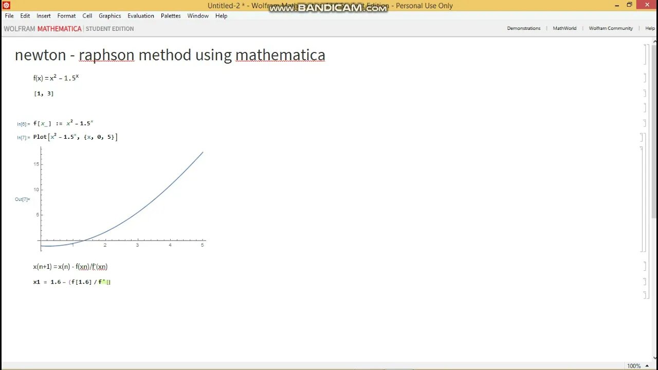 Newton - raphson method using mathematica