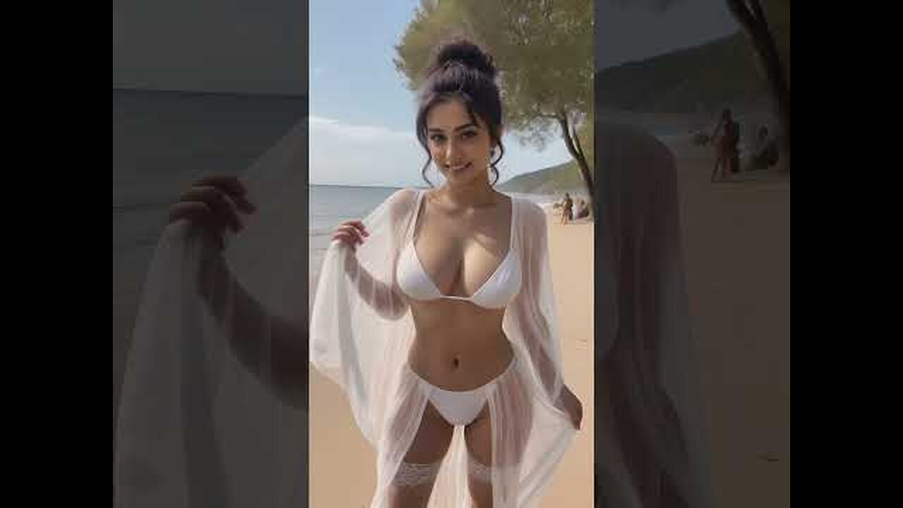 4k Indian model ai al Art style fashion female look at the South Africa beach traditional full body