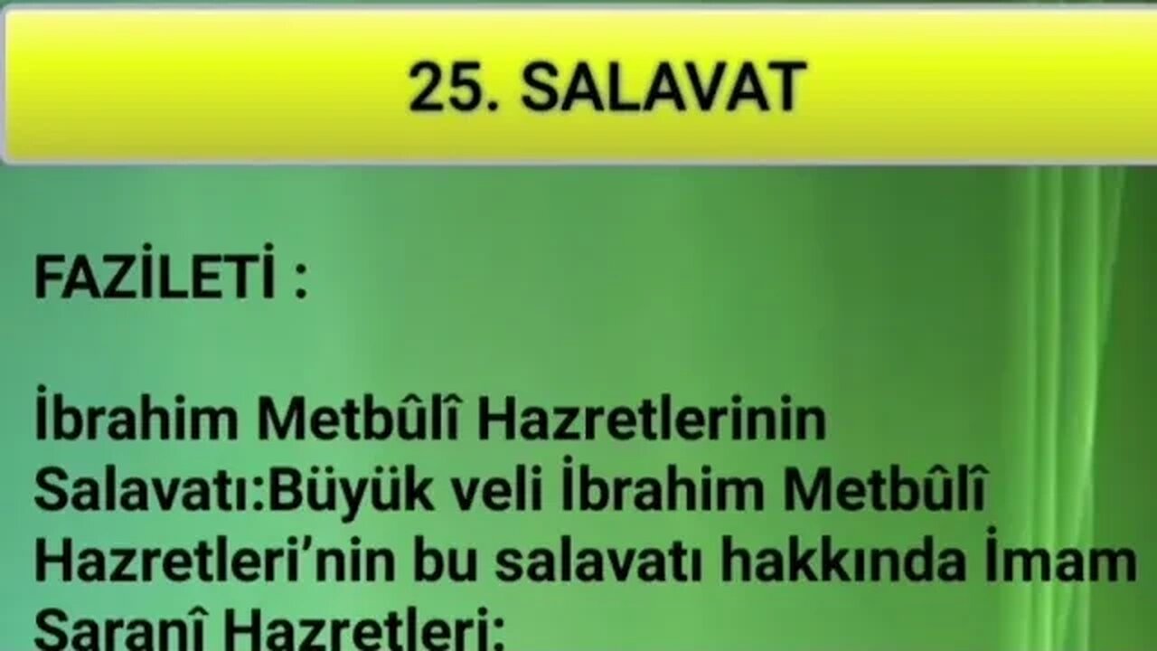 SALAVAT-I ŞERİFELER (25. SALAVAT -sesli)