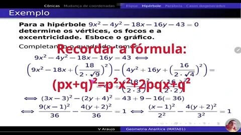 Geometria Analítica: Alguns exercícios sobre hipérbole