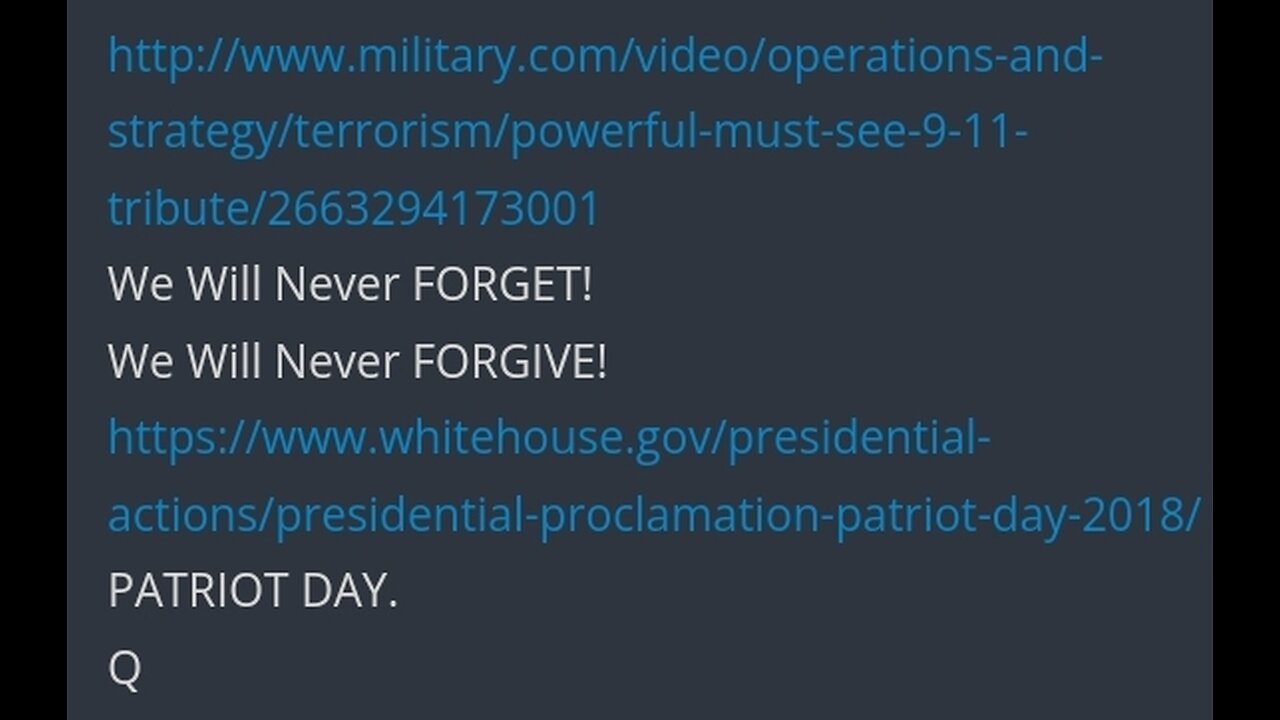 Q 6 Yr Delta Post #2150 | WE WILL NEVER FORGET, WE WILL NEVER FORGIVE, PATRIOT DAY. Q