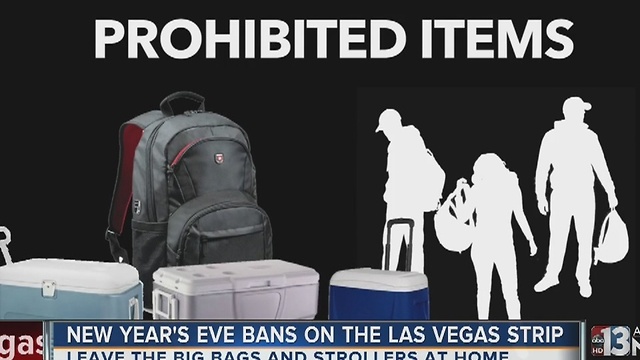 Items prohibited on the Las Vegas Strip for New Year's Eve