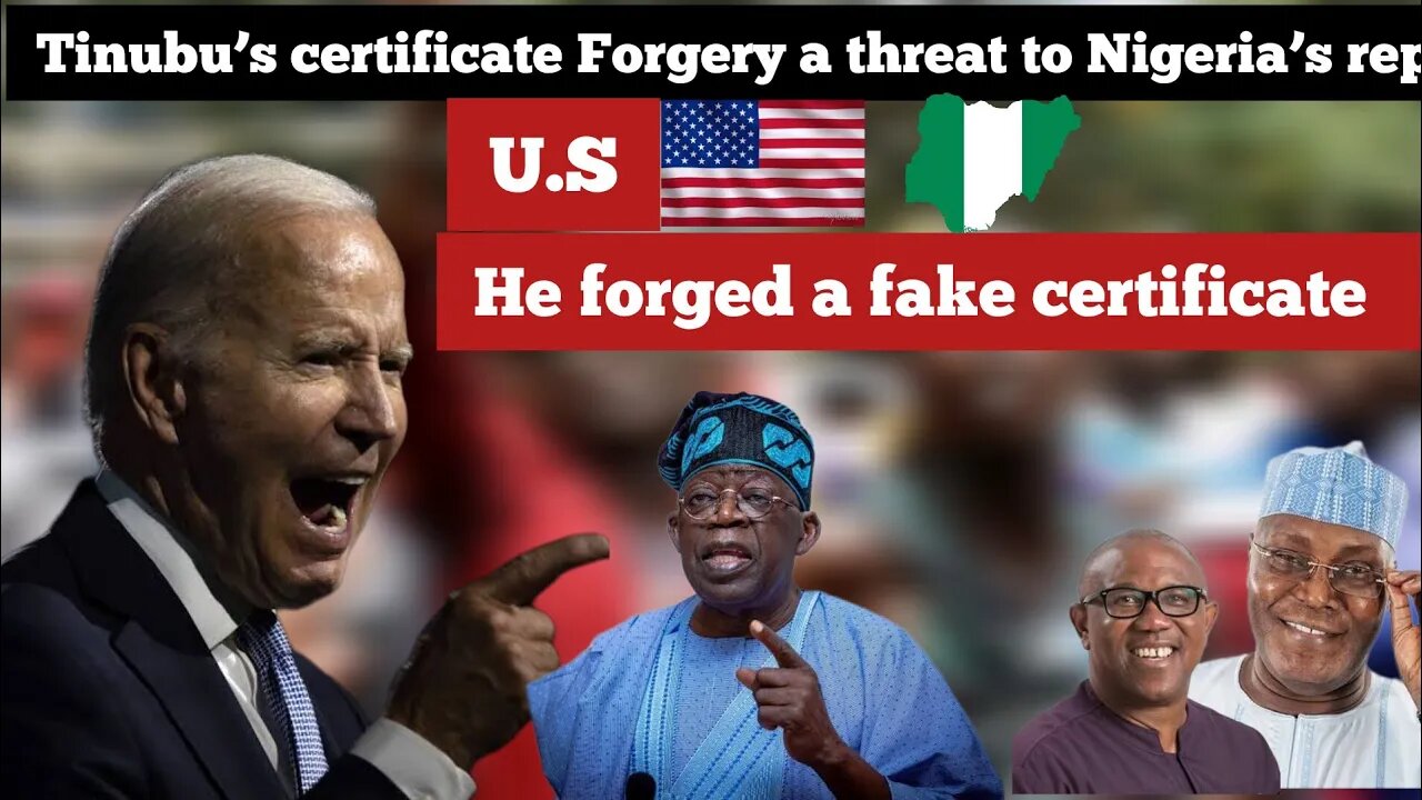 Tinubu’s certificate Forgery threat To Nigeria reputation why U. S president refuse to Associ Tinubu