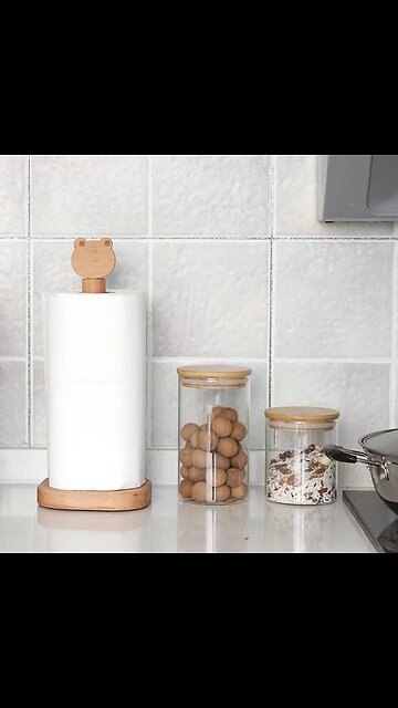Wood Tissue Holder Kitchen Toilet Roll Paper Storage