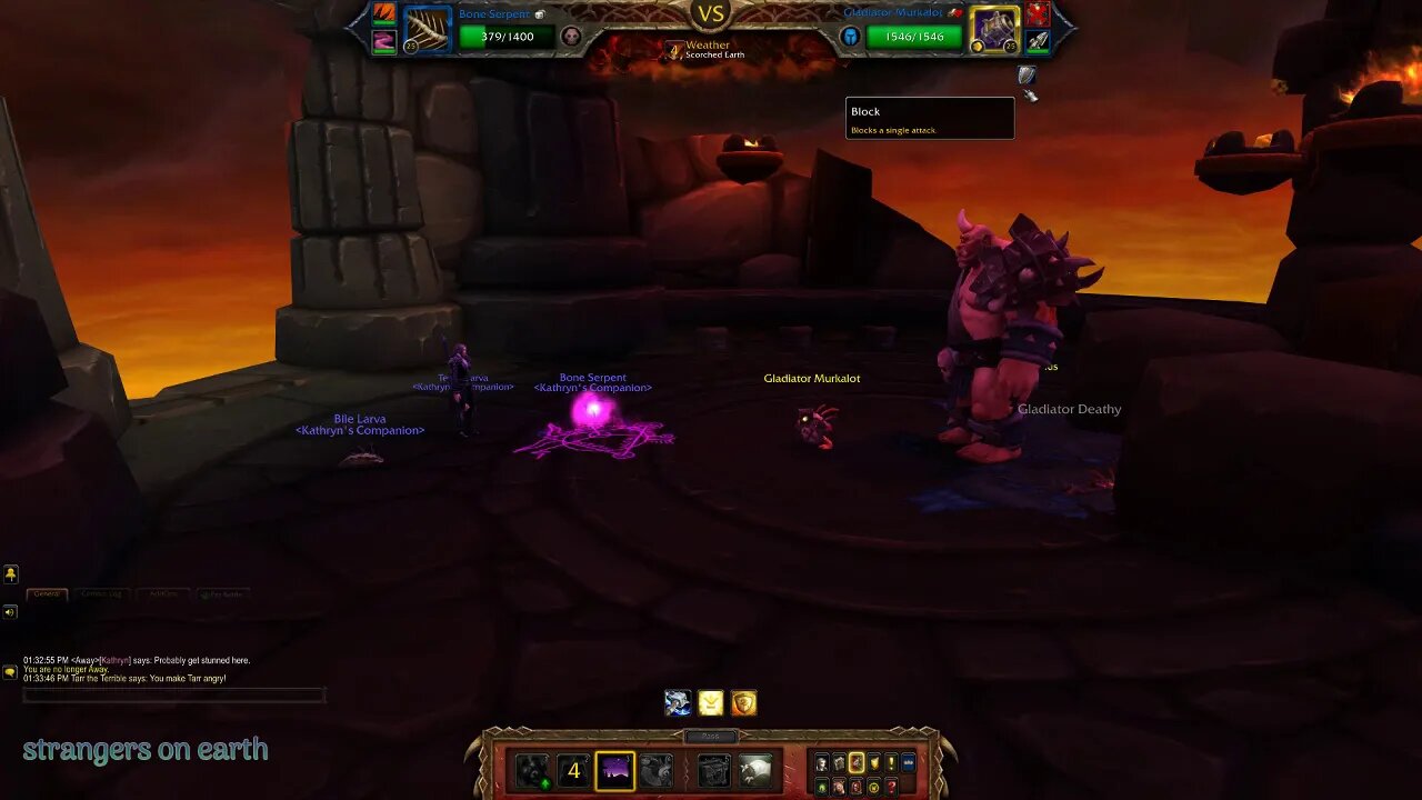 World of WarCraft - Kathryn fights Tarr the Terrible again (Bone Serpent, Bile Larva, Terror Larva)