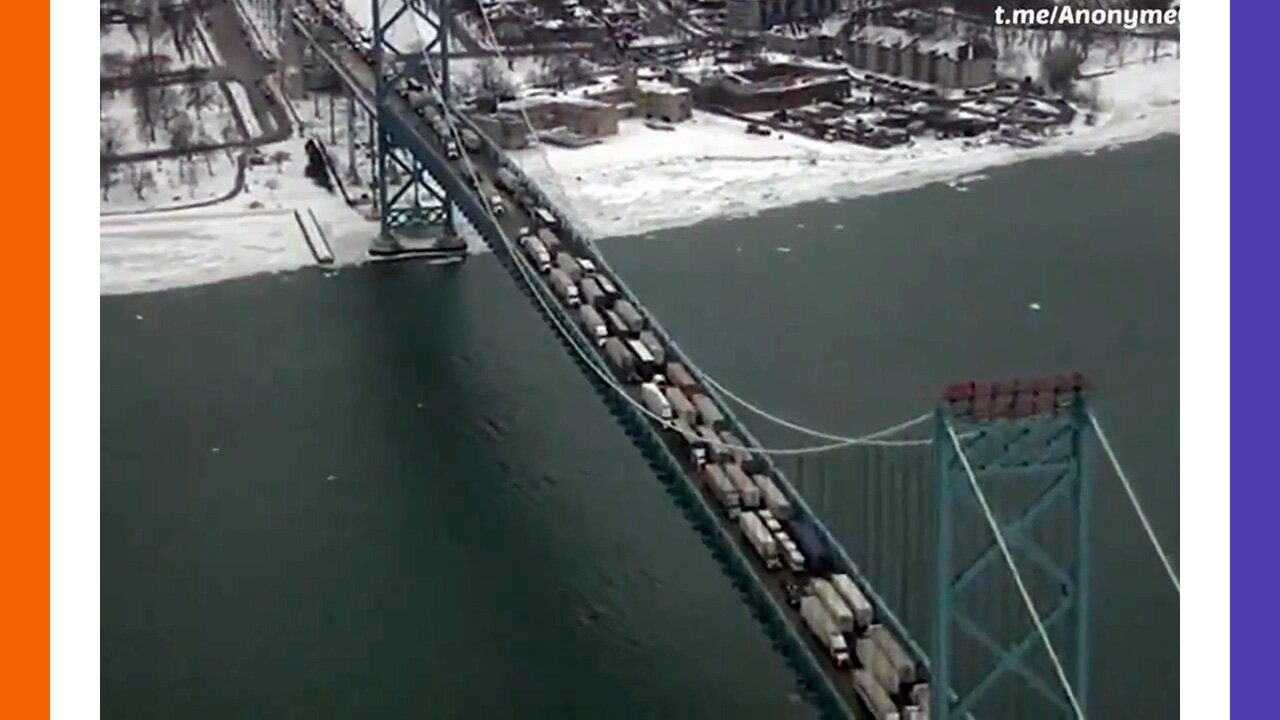 Convoy Blocks Bridge To Detroit | Trudope's Dad Signed Freedom & Rights Charter