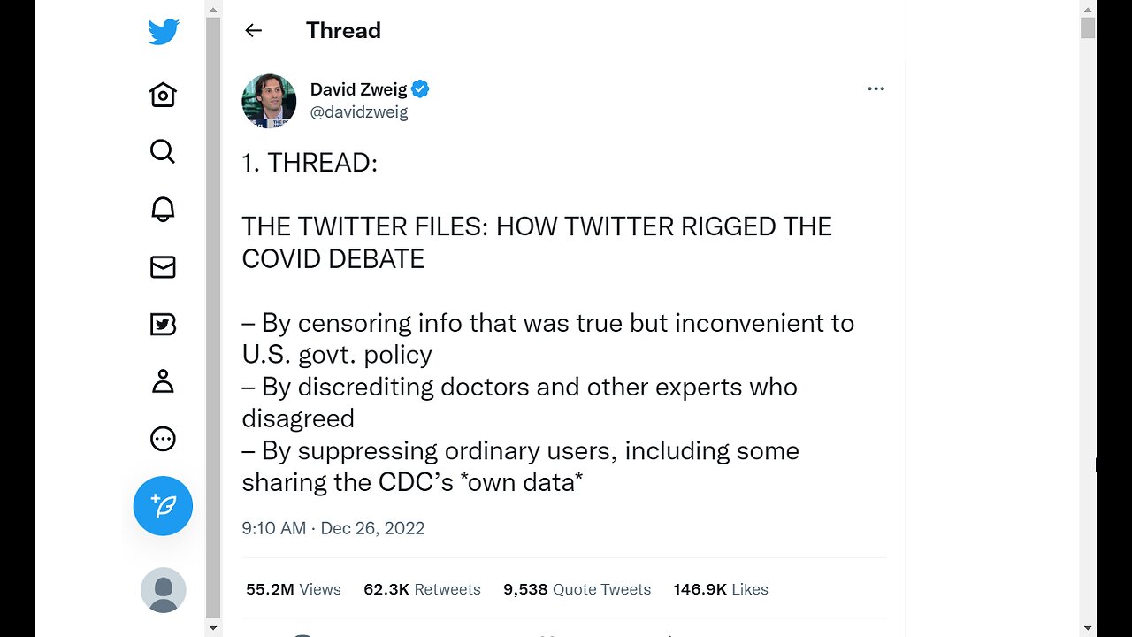 THE TWITTER FILES: HOW TWITTER RIGGED THE COVID DEBATE DEC 26th