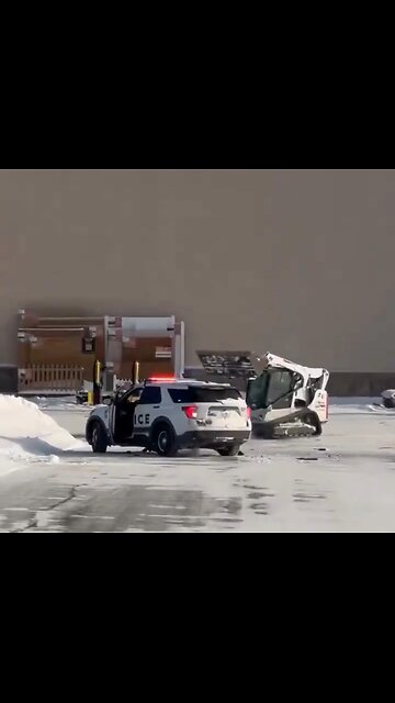 Lunatic Rams Skid Loader Into Cop Car