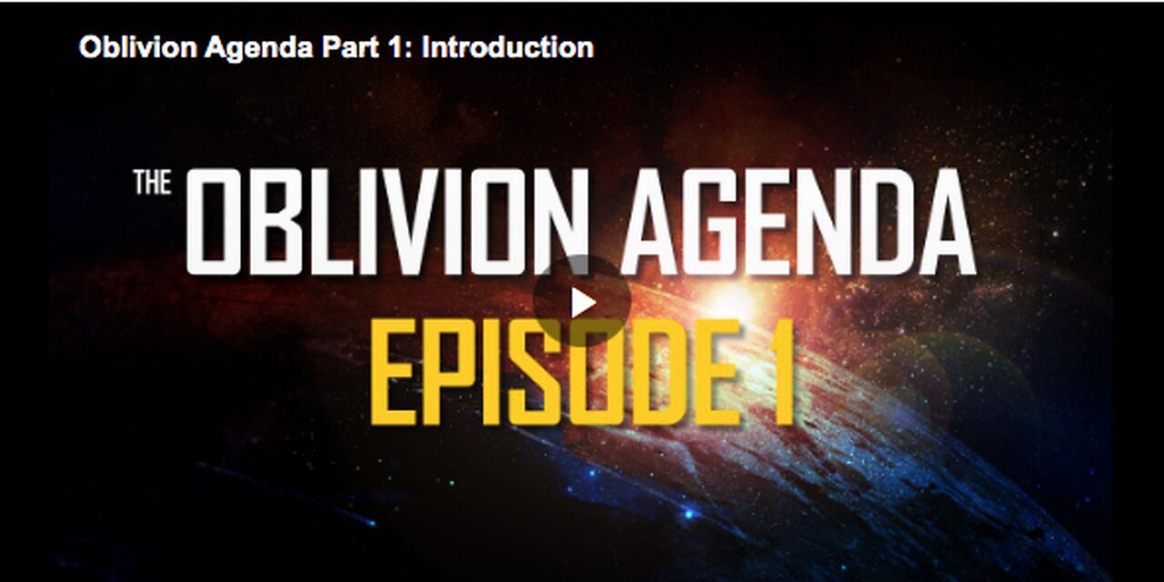 Oblivion Agenda Part 1: Introduction