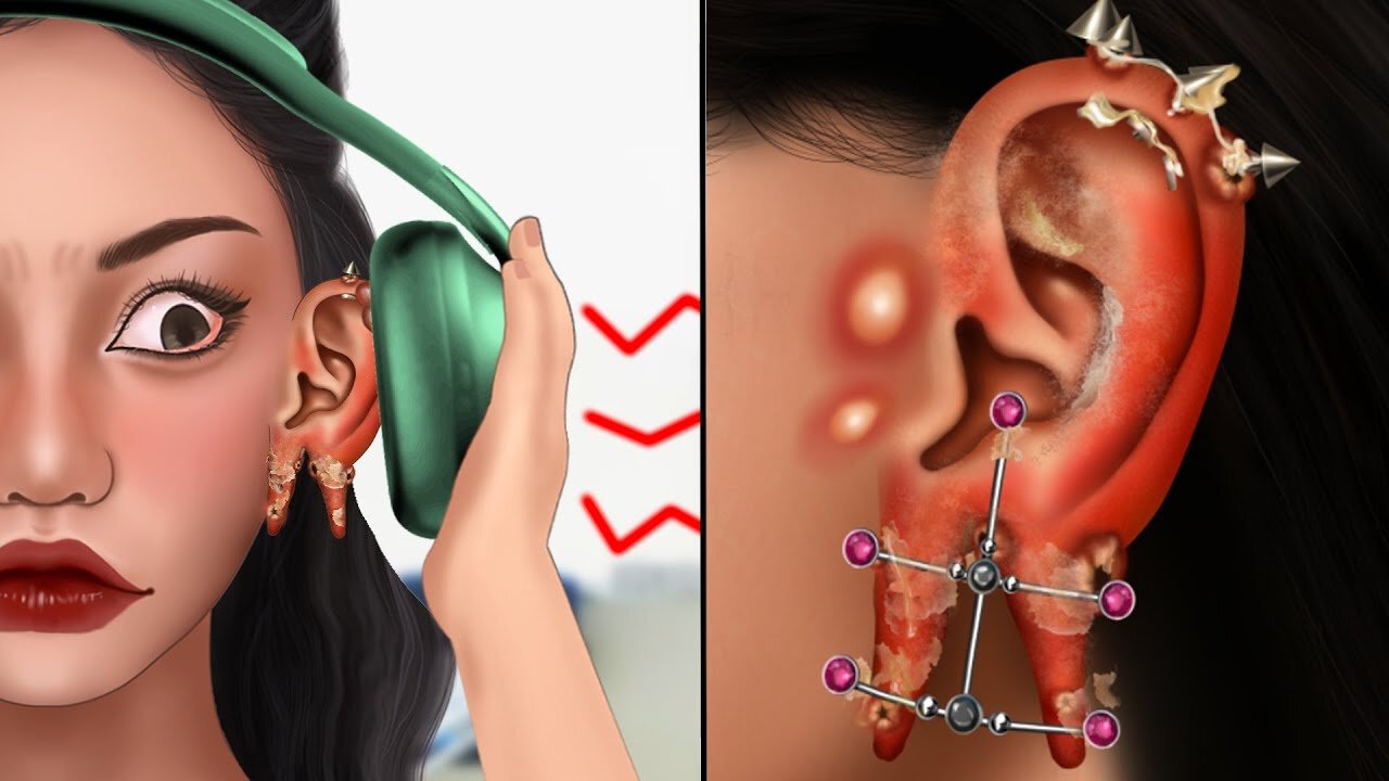 ASMR Remove ear piercing infection