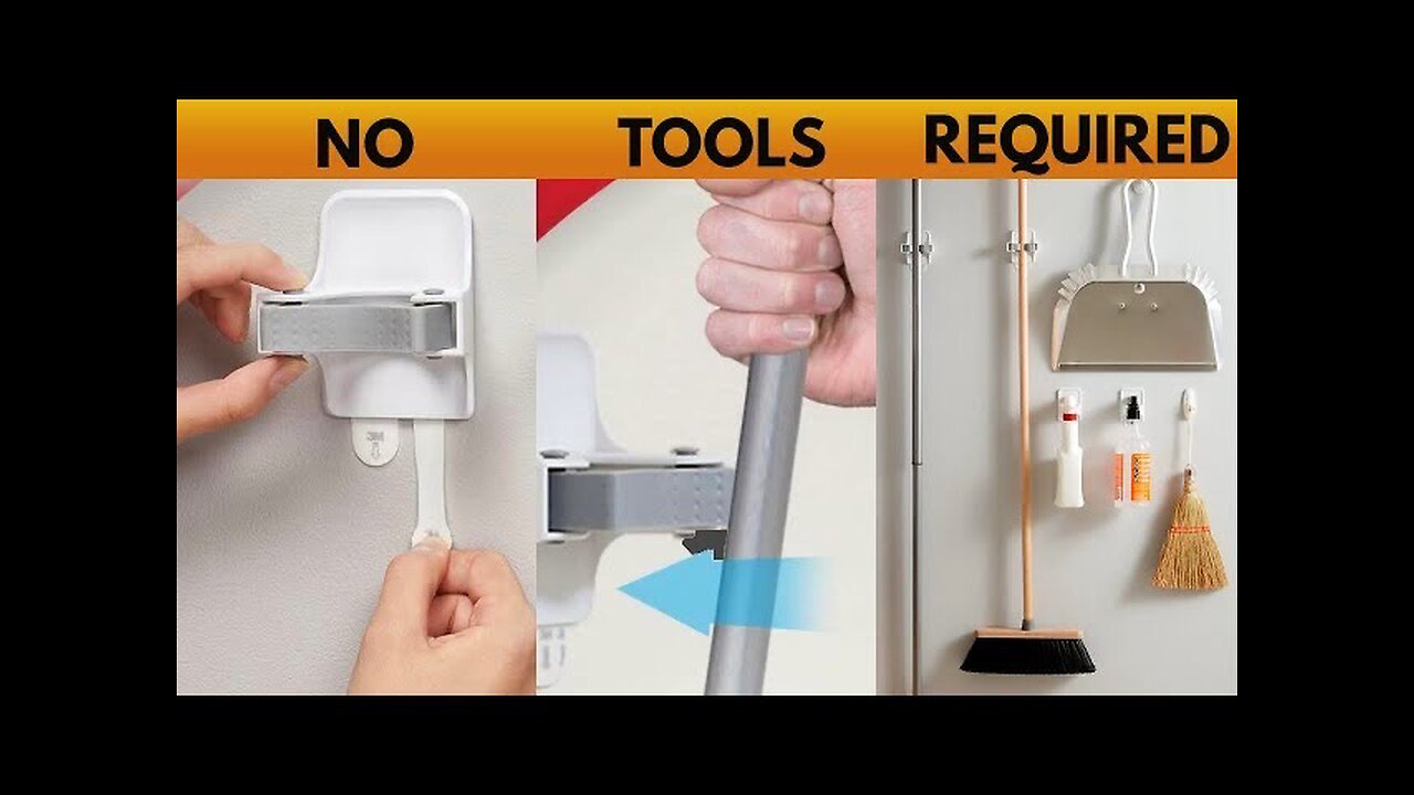 3M Mop and Broom Holder - Command Strips - No Tools Required & No Wall Damage -Clip