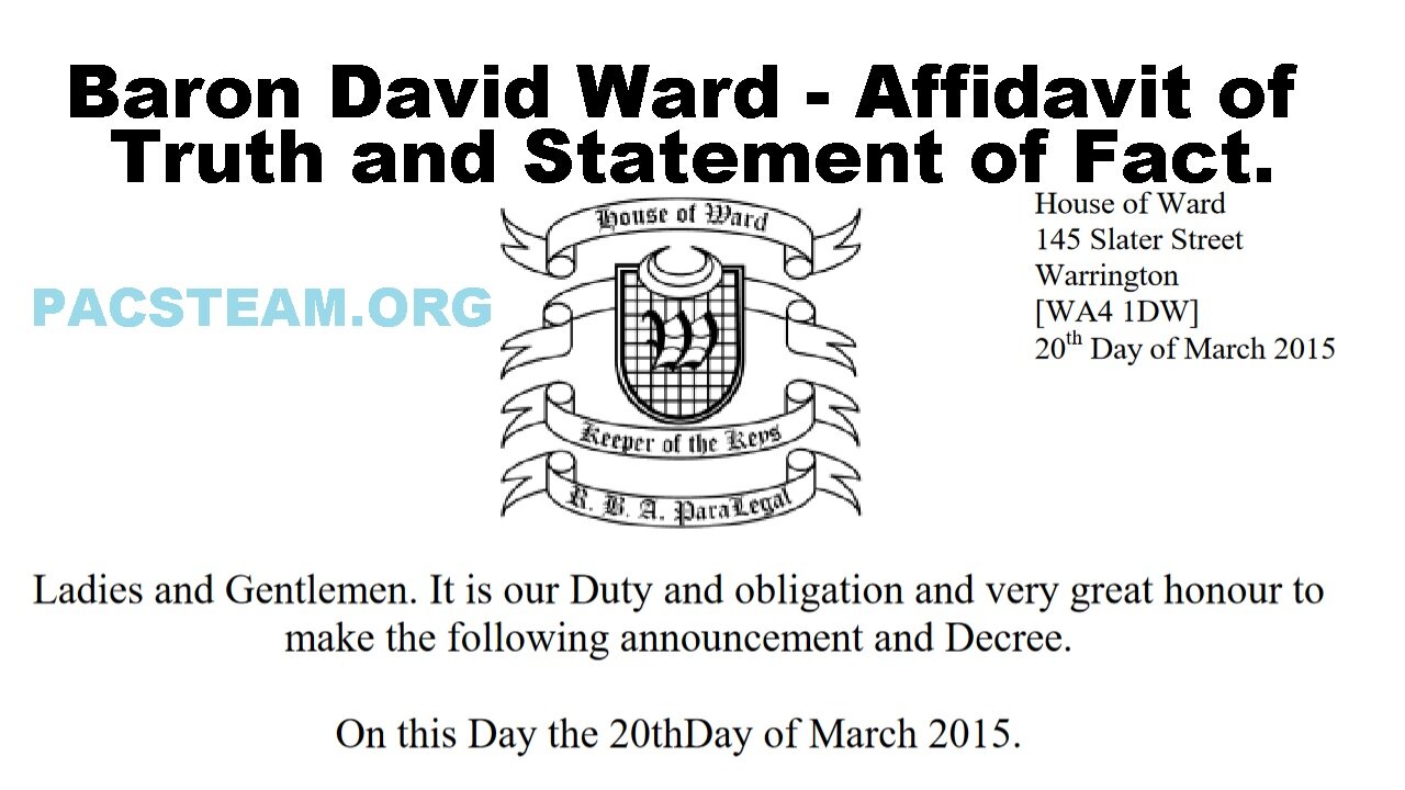 Baron David Ward - Affidavit of Truth and Statement of Fact.