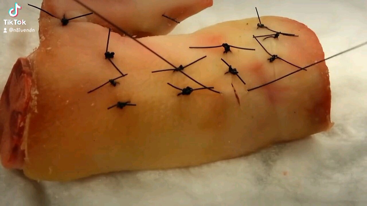 Suture Lab on a pig's foot.. Old skool footage 😀