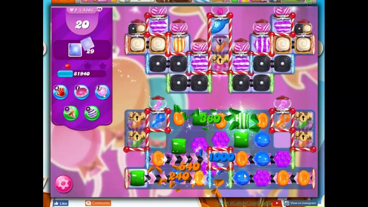 Candy Crush Level 5606 Talkthrough, 28 Moves 0 Boosters
