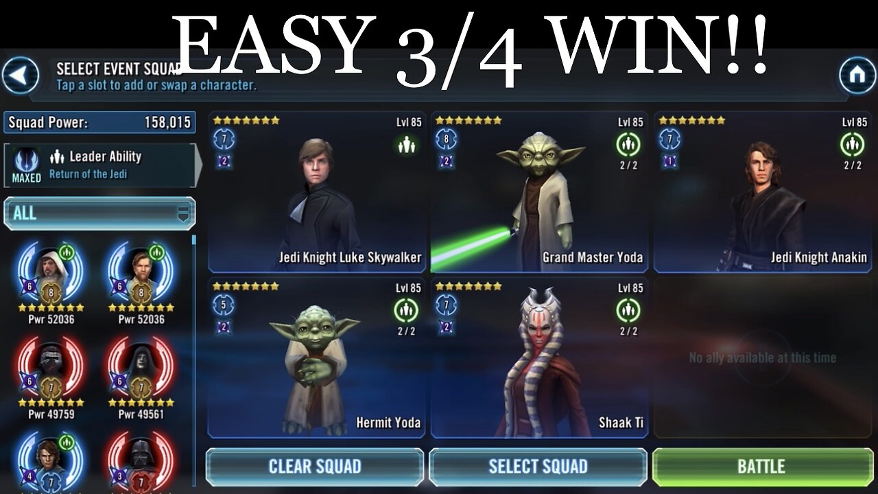 EASILY 3/4 CLEAR GALACTIC CHALLENGE MALACHOR ON FULL AUTO USING JEDI!! | SWGOH