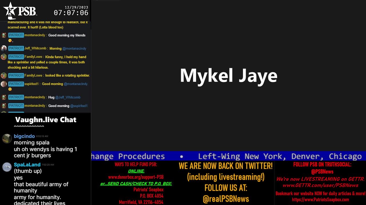 2023-12-29 07:00 EST - Patriots Soapbox AM: with MykelJaye, SkyeBreeze