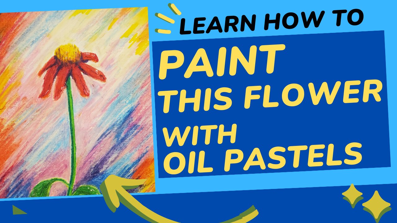 How to Paint Flowers with Oil Pastels - COLORFUL 💐🌷🌼 Red Echinacea #2 Time-lapse