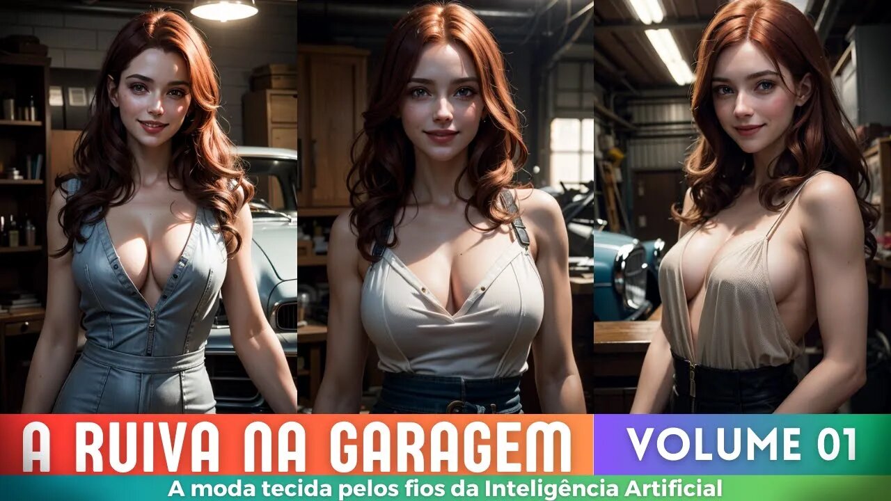 [HD] 🛠️ A Ruiva na Garagem: Elegância e Paixão por Carros 🚗 | AI Art 🎨 | Best Lookbook - #garagem